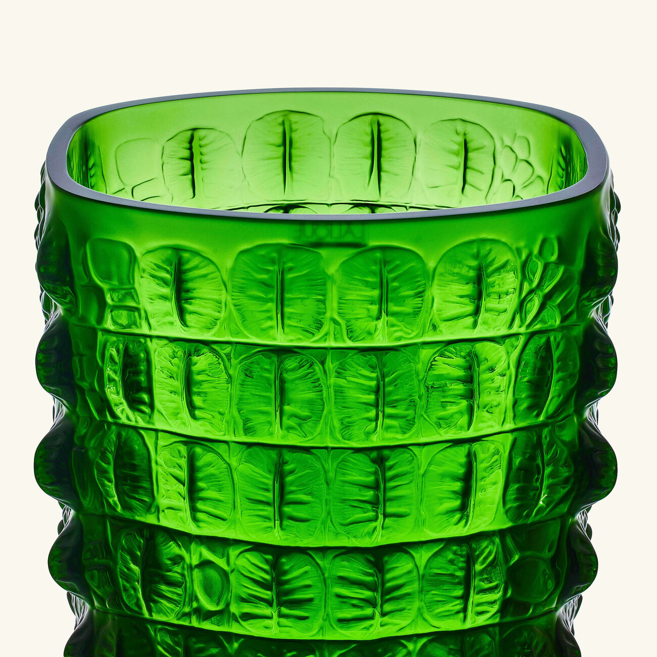 lalique croco vase small green