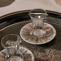 Tamrah by Razan Alazzouni Stripes Arabic Tea Cup & Saucer Gold Set of 2 silsal tamrah by razan alazzouni stripes arabic tea cup saucer gold set of 2