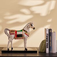 Al Rammah UAE Flag Arabic Horse Sculpture White villari al rammah uae flag arabic horse sculpture white