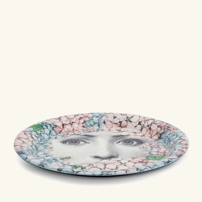 fornasetti ortensia tray round large multicolored