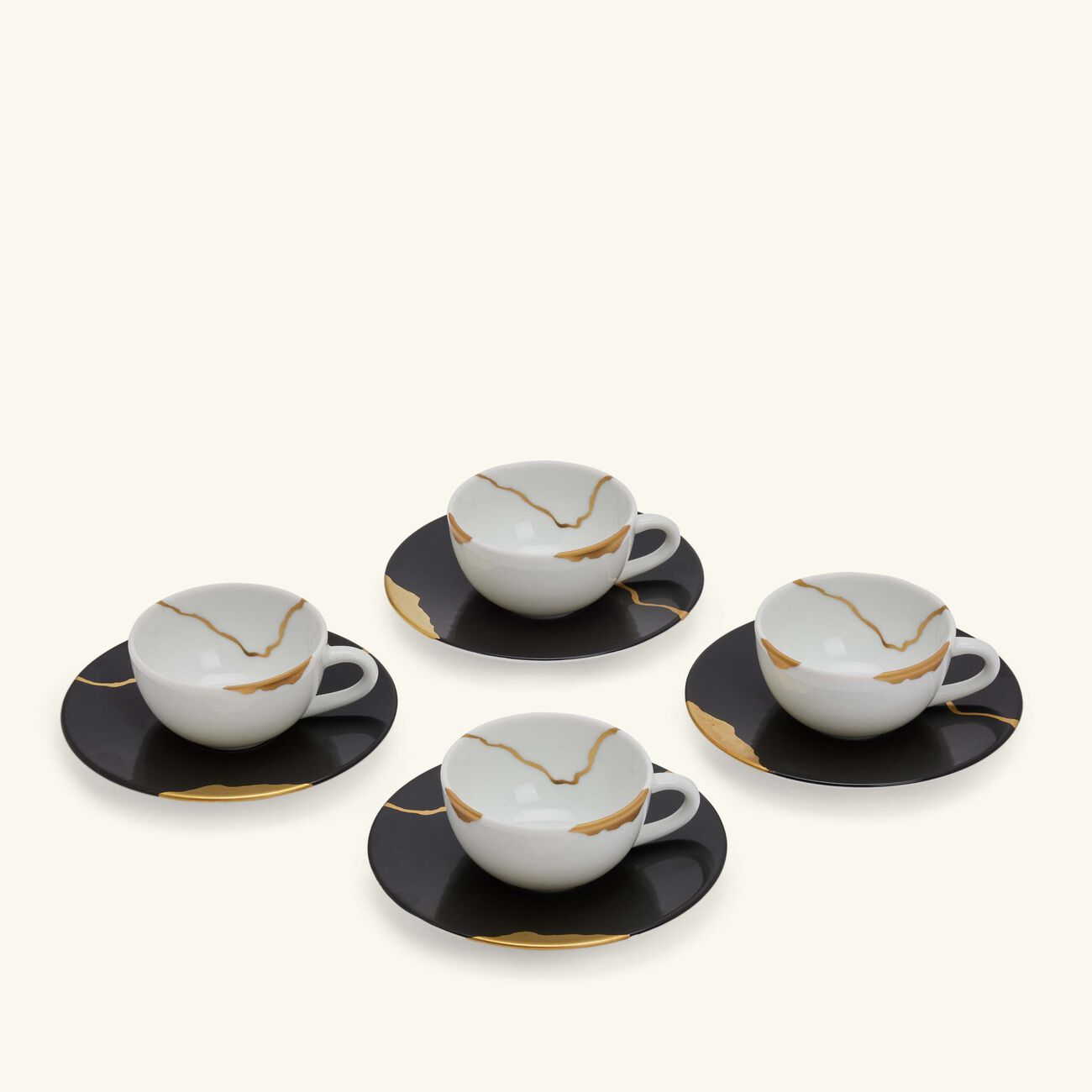 Kintsugi Coffee Cup & Saucer Black Set Of 4 bernardaud kintsugi coffee cup saucer black set of 4