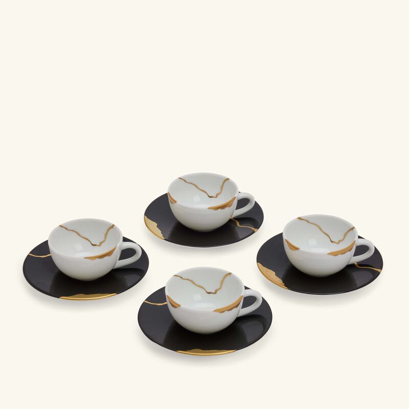 Kintsugi Coffee Cup & Saucer Black Set Of 4 bernardaud kintsugi coffee cup saucer black set of 4