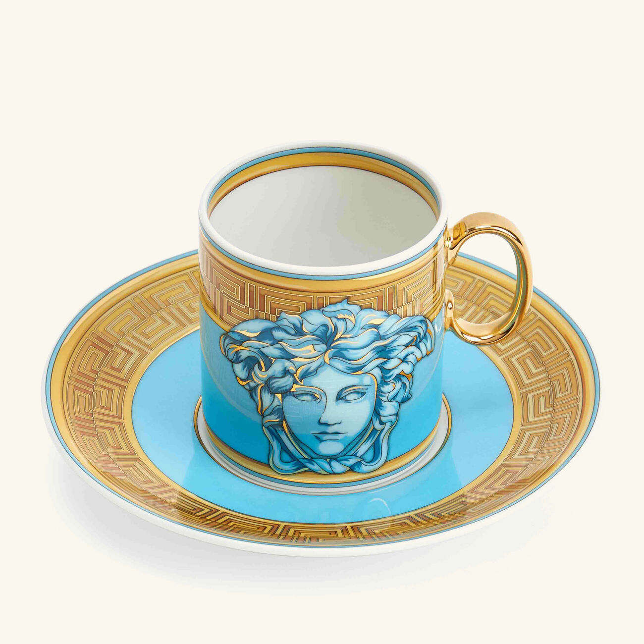 فيرساتشي فنجان الشاي بلو كوين مع صحنه أزرق