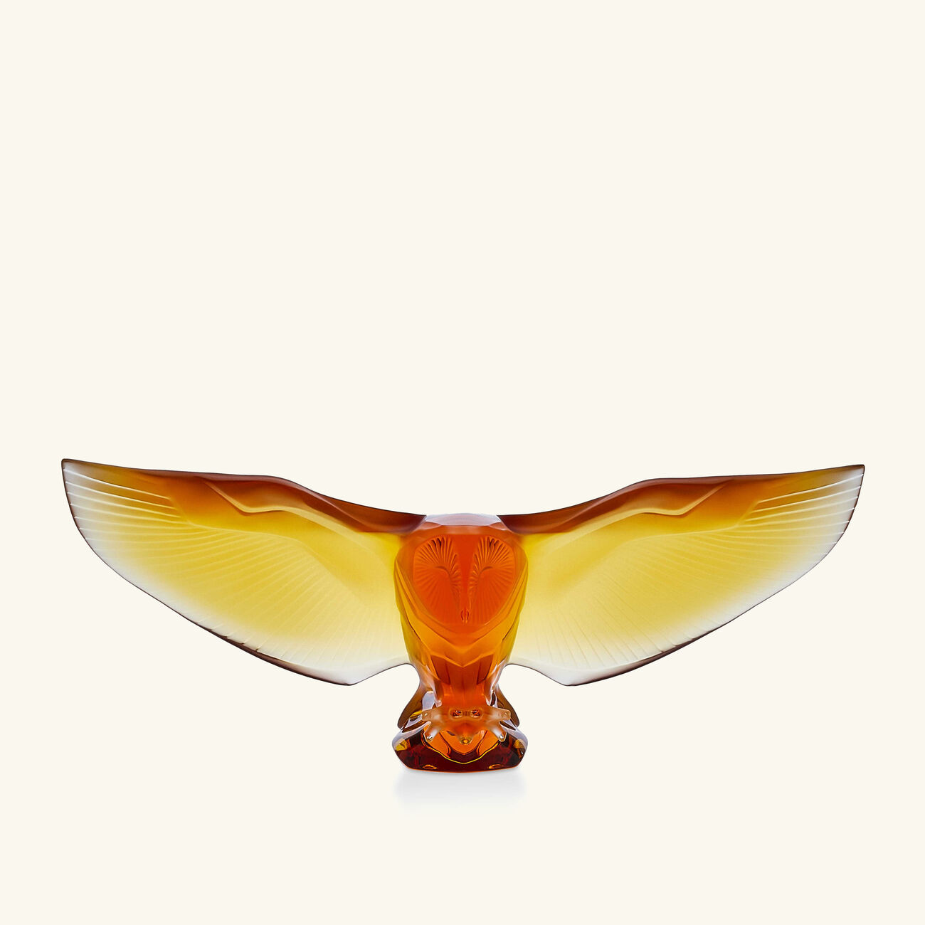 lalique barn owl sculpture small yellow