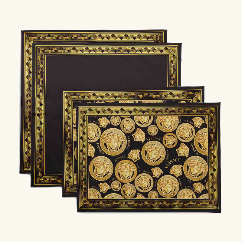 Medusa Amplified Napkin & Placemat Black Set Of 2 versace medusa amplified napkin placemat black set of 2