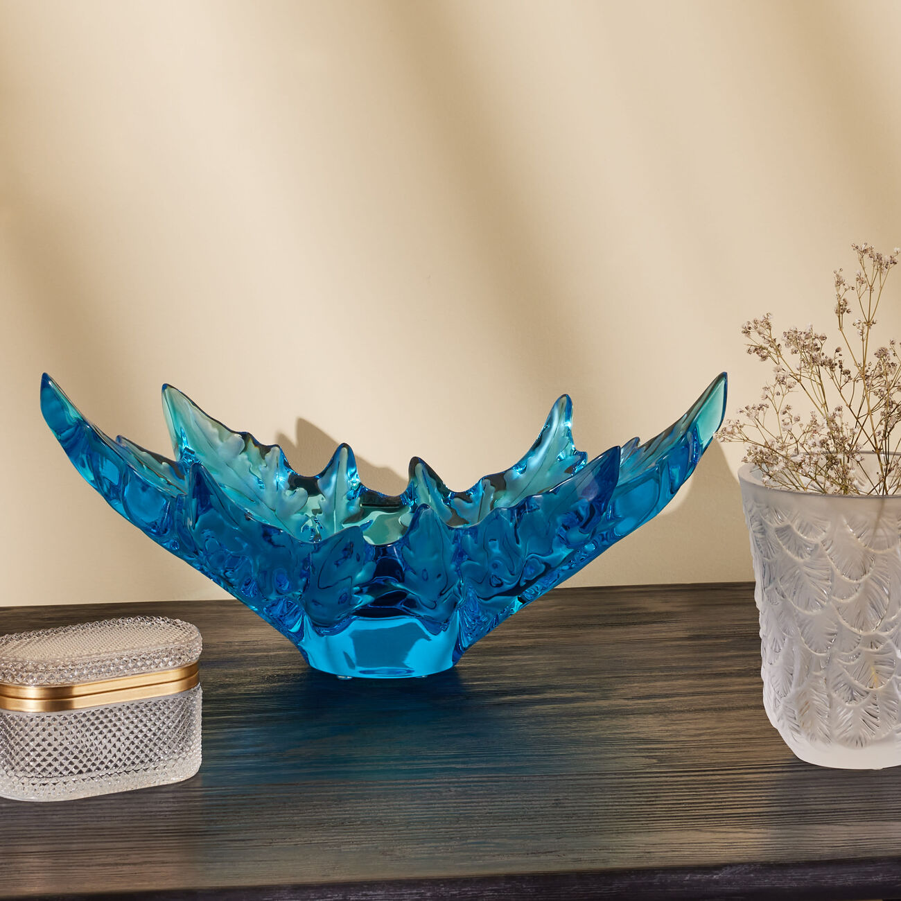 Champs-Élysées Centerpiece Large Blue lalique champs lys es centerpiece large blue