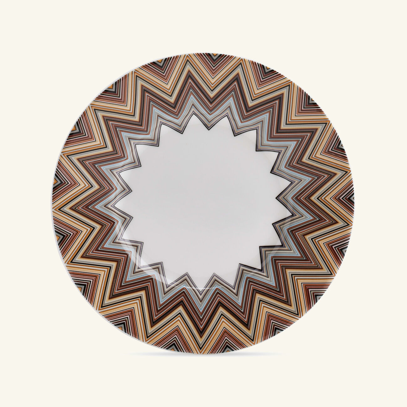 ميسوني هوم طقم زيك زاك جاريس المؤلف من 6 فناجين للشاي مع صحونها باللون البني