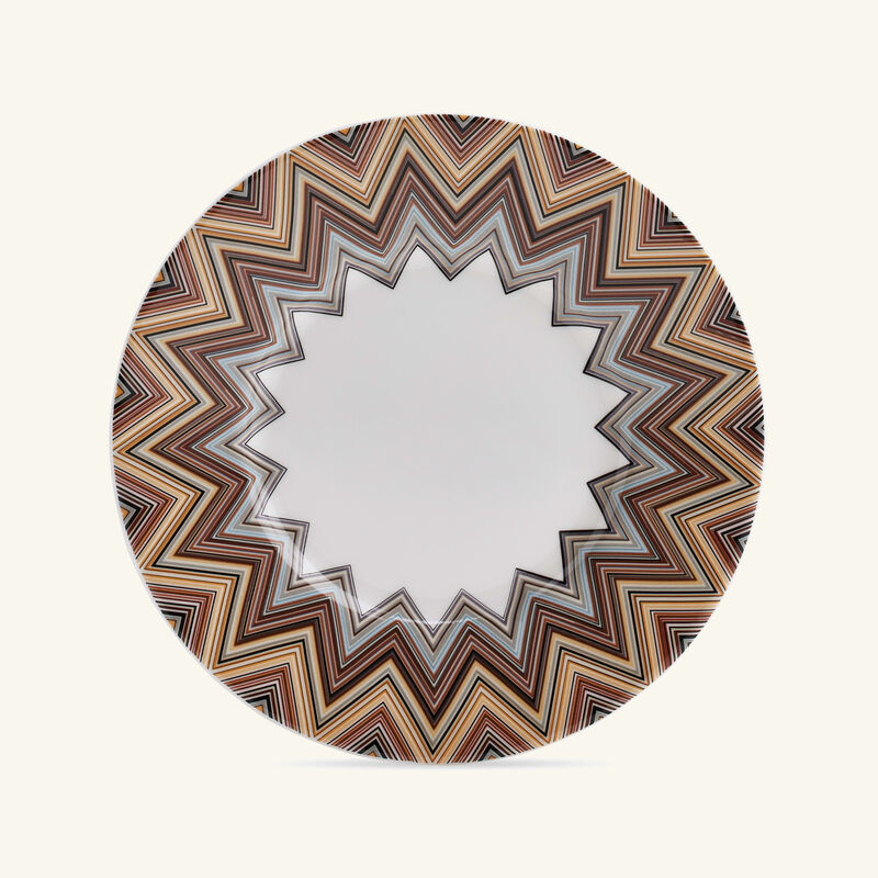 ميسوني هوم طقم زيك زاك جاريس المؤلف من 6 فناجين للشاي مع صحونها باللون البني