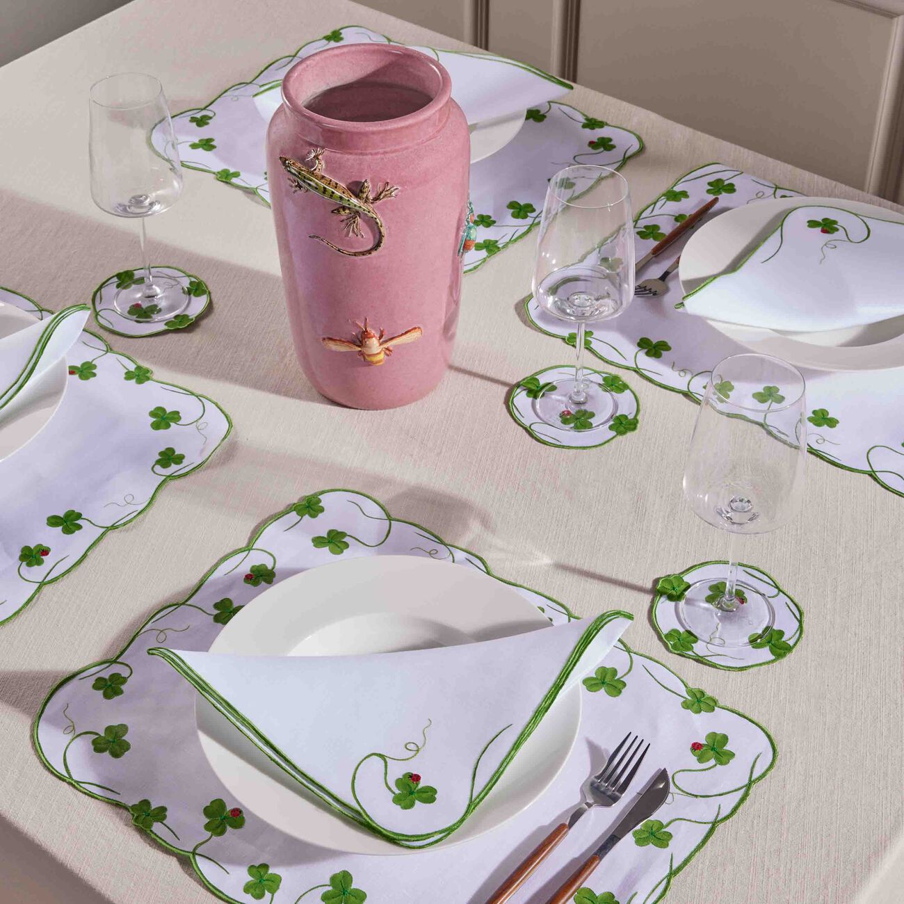 Lucky Placemat & Napkin Green Set Of 4 atelier houriatazi lucky placemat napkin green set of 4