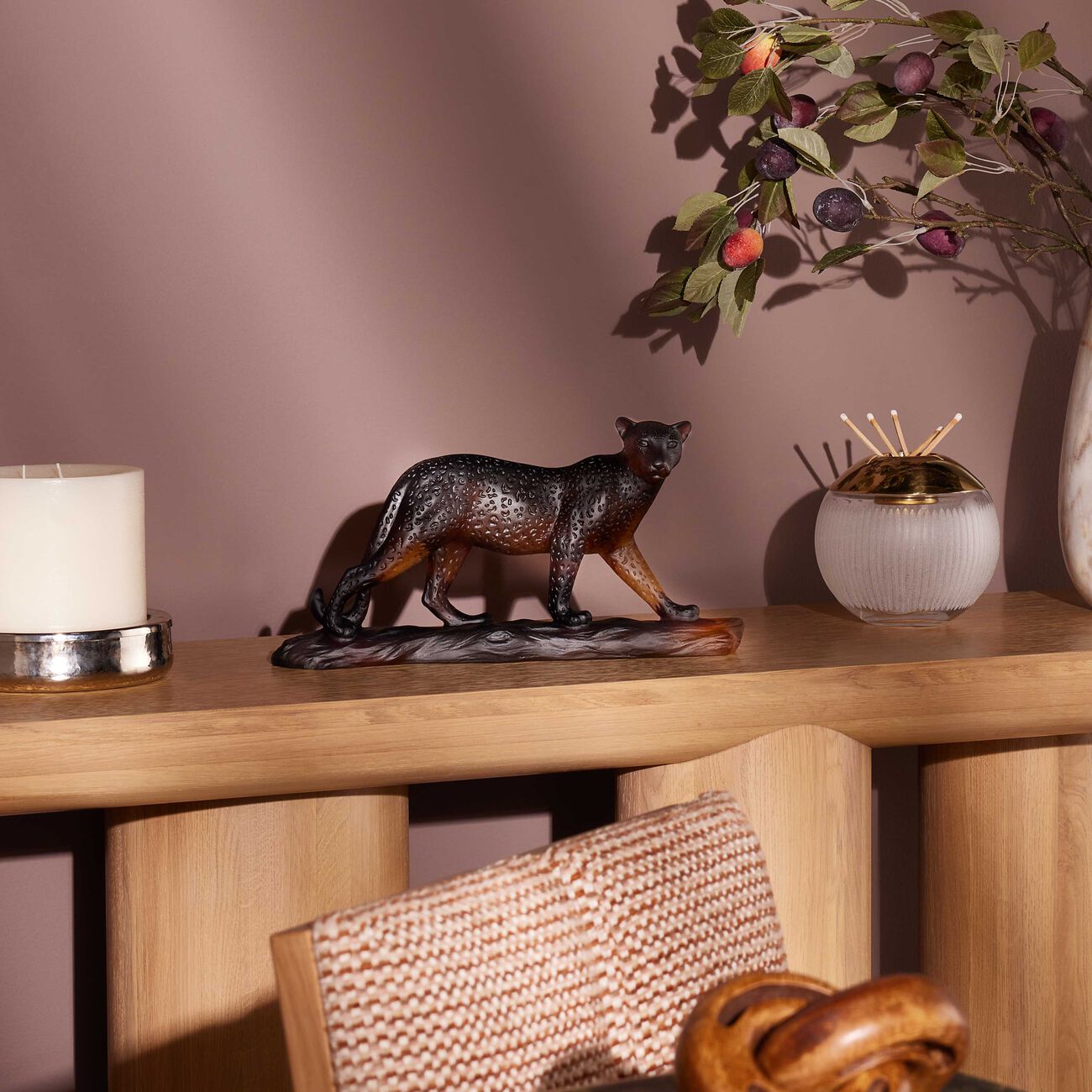 daum leopard figurine small brown