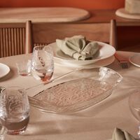 دملاج طبق  ثلث  للضيافة بتصميم مستطيل شفاف   37 سم