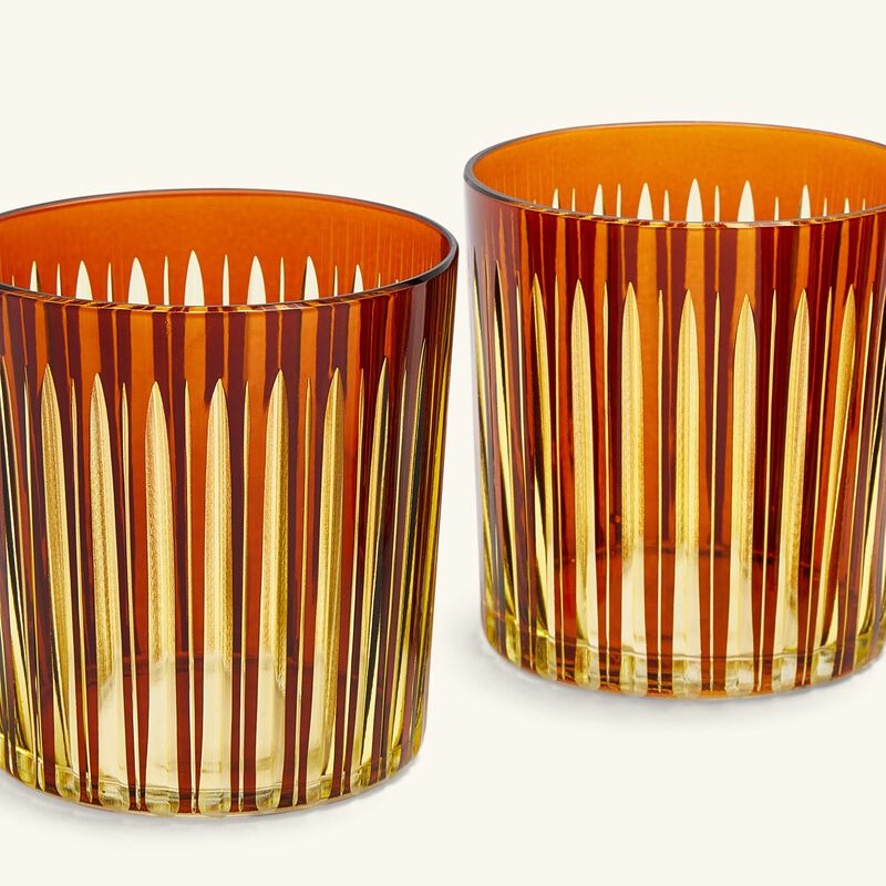Prism Double Old Fashioned Glasses Amber Set of 4 l objet prism double old fashioned glasses amber set of 4