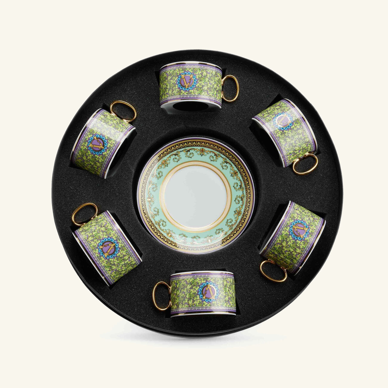versace barocco mosaic tea cup   saucer pattern set of 6