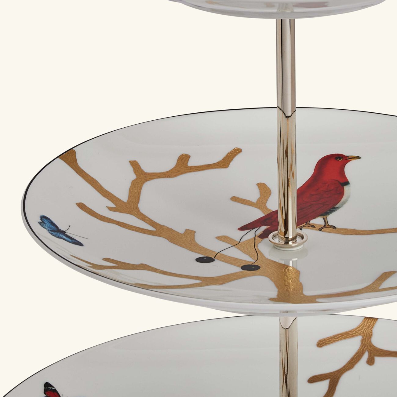 bernardaud aux oiseaux cake stand 3 tier gold