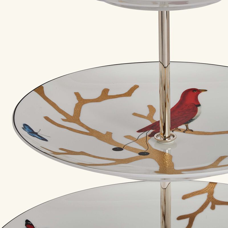 bernardaud aux oiseaux cake stand 3 tier gold