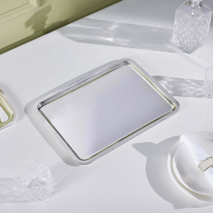 كريستوفل صينية الضيافة آلبي مستطيلة كبيرة مطلية بالفضة