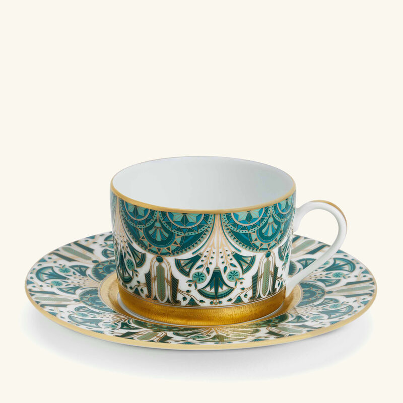 Rêves Du Nil Tea Cup & Saucer Green Set of 4 haviland r ves du nil tea cup saucer green set of 4