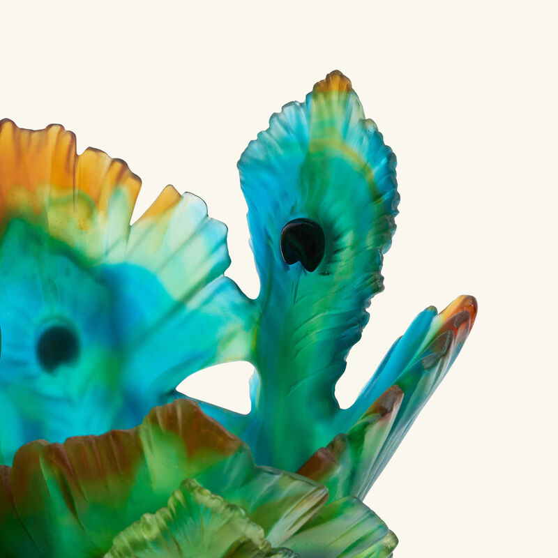 daum fleur de paon vase large green