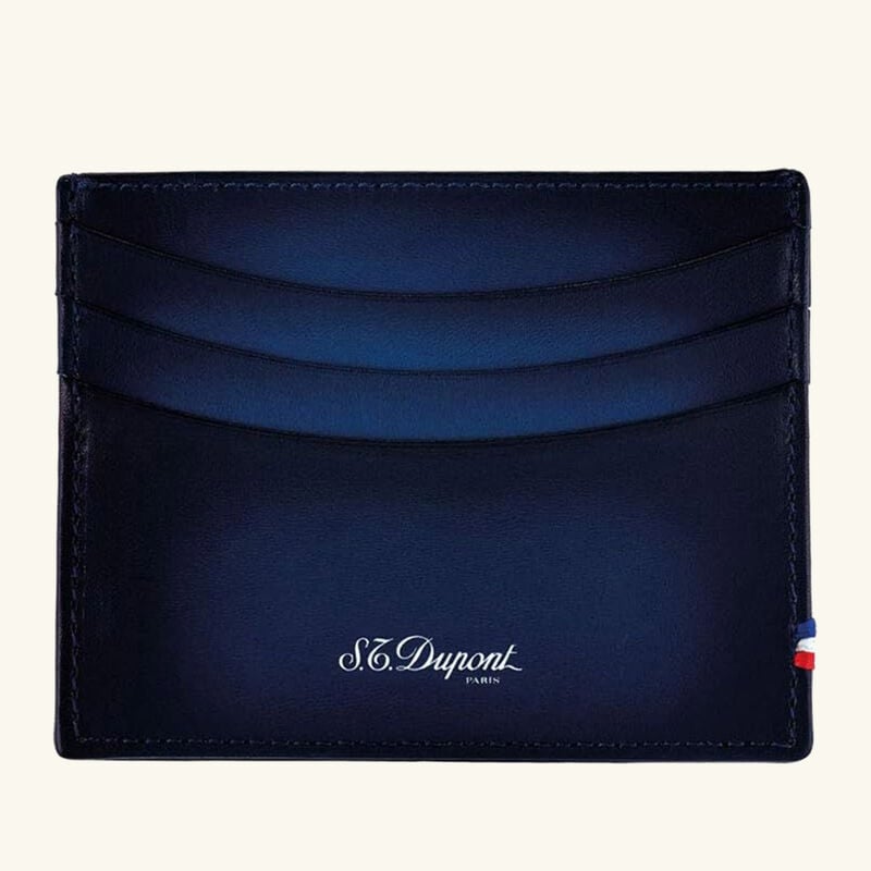 st dupont atelier blue credit card holder blue