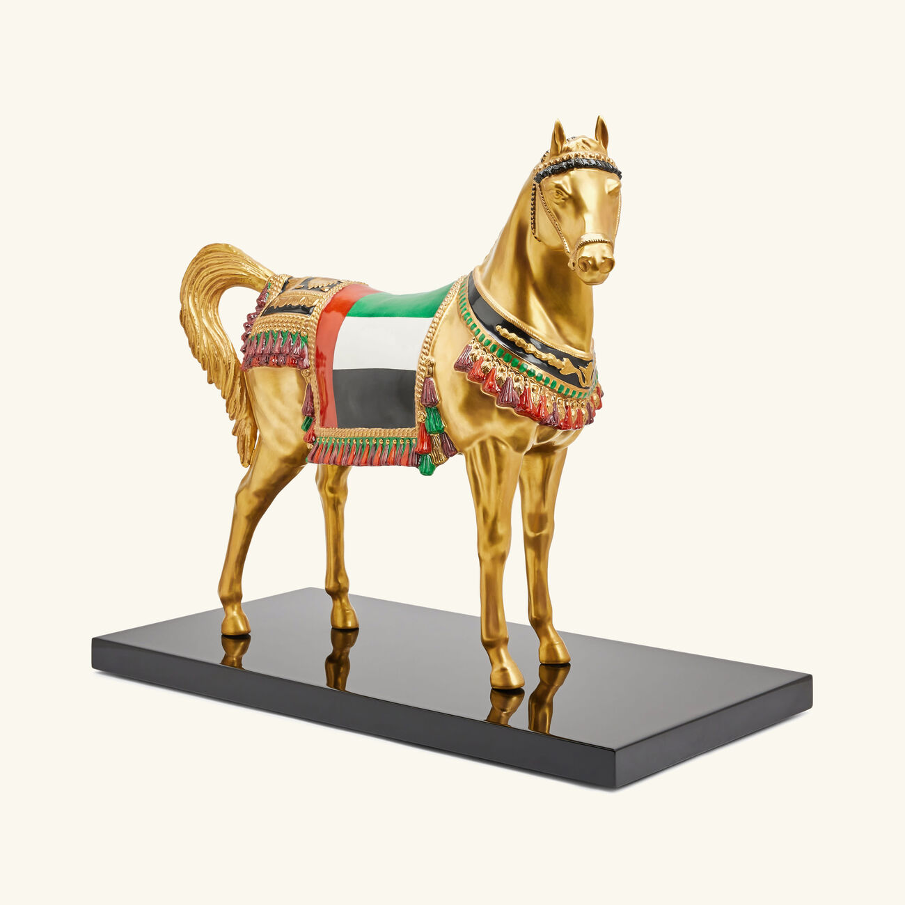 Al Rammah UAE Flag Arabic Horse Sculpture Gold Limited Edition villari al rammah uae flag arabic horse sculpture gold limited edition