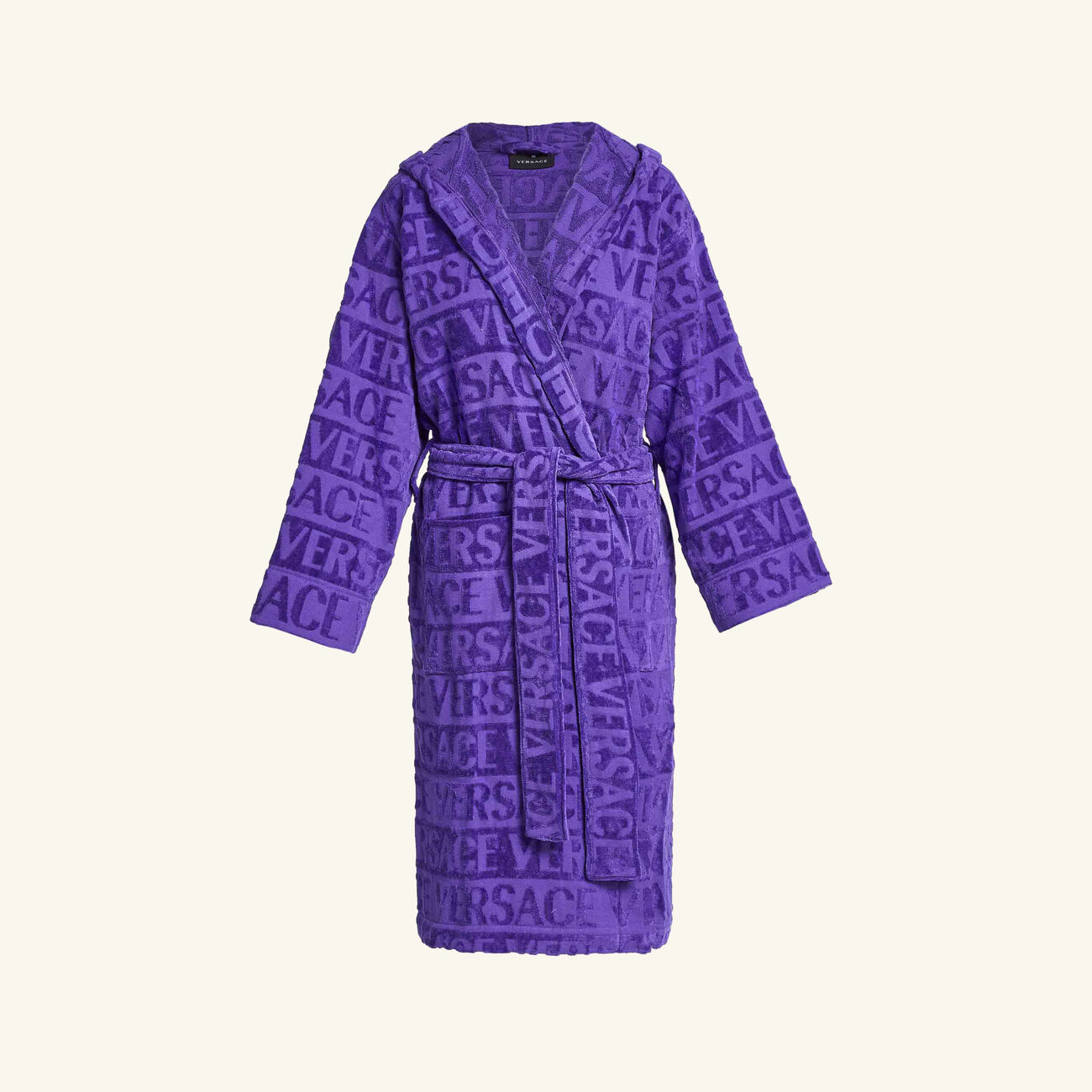 فيرساتشي ثوب حمام مزين بالكامل بشعار الدار صغير بنفسجي