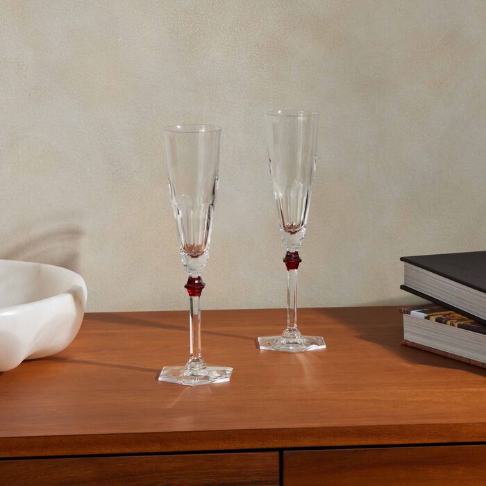 baccarat harcourt eve champagne glass red set of 2