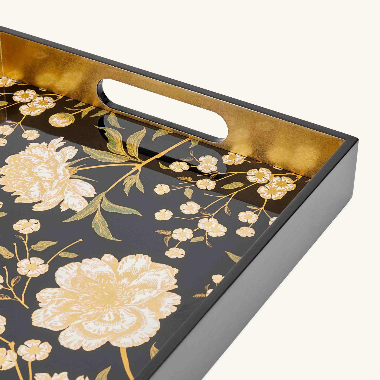 Lacquered Tray Rectangular Large Black les ottomans lacquered tray rectangular large black