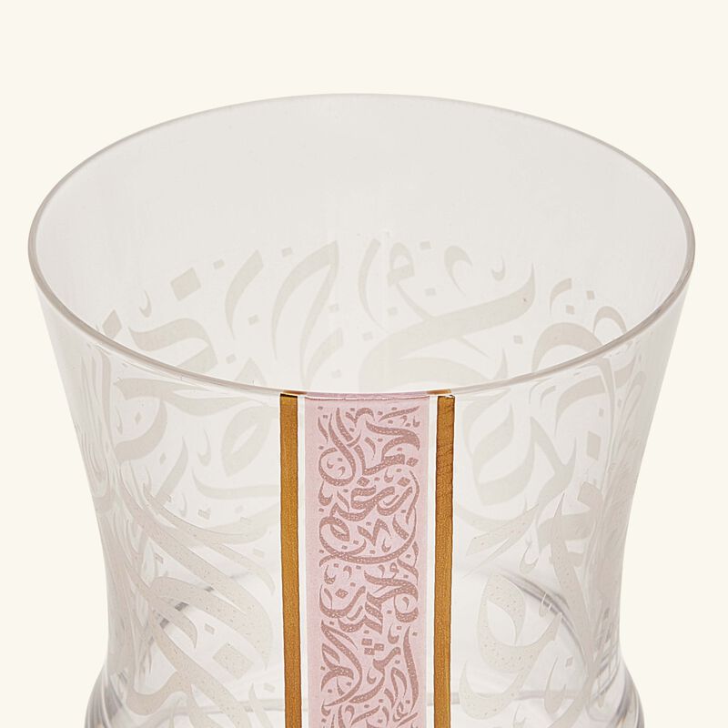 دملاج طقم نغم المؤلف من 6 كؤوس زجاجية قصيرة باللون الوردي