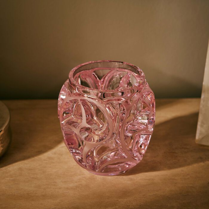 lalique tourbillons vase mini pink