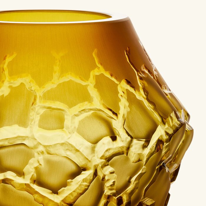 lalique terramineral caldera vase round small yellow