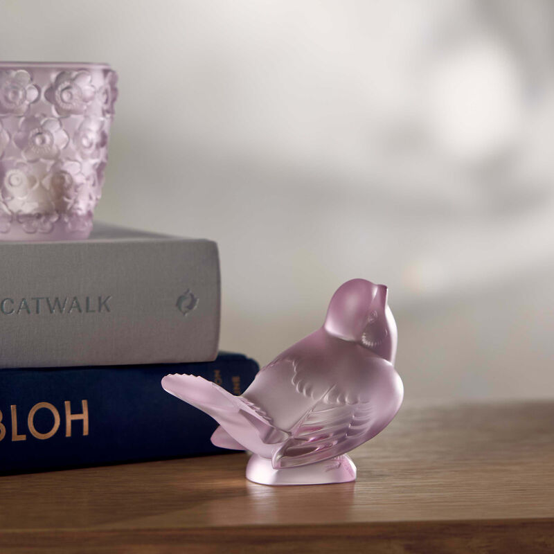 Sparrow Sculpture Small Pink lalique sparrow sculpture small pink