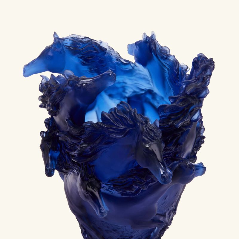 daum horses vase medium blue