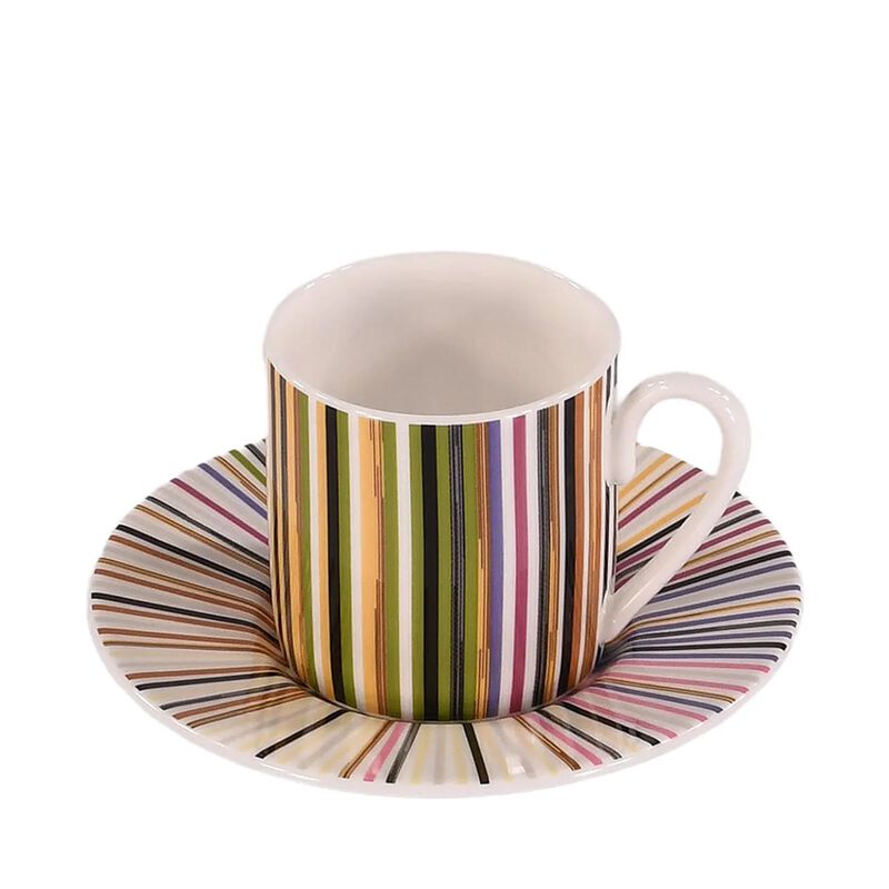 Set of 6 Stripes Jenkins Coffee Cup & Saucer, large