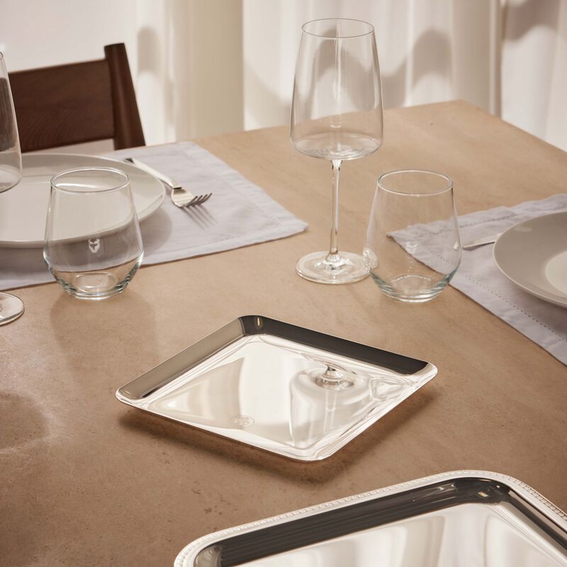 christofle silver time serving tray square silver plated