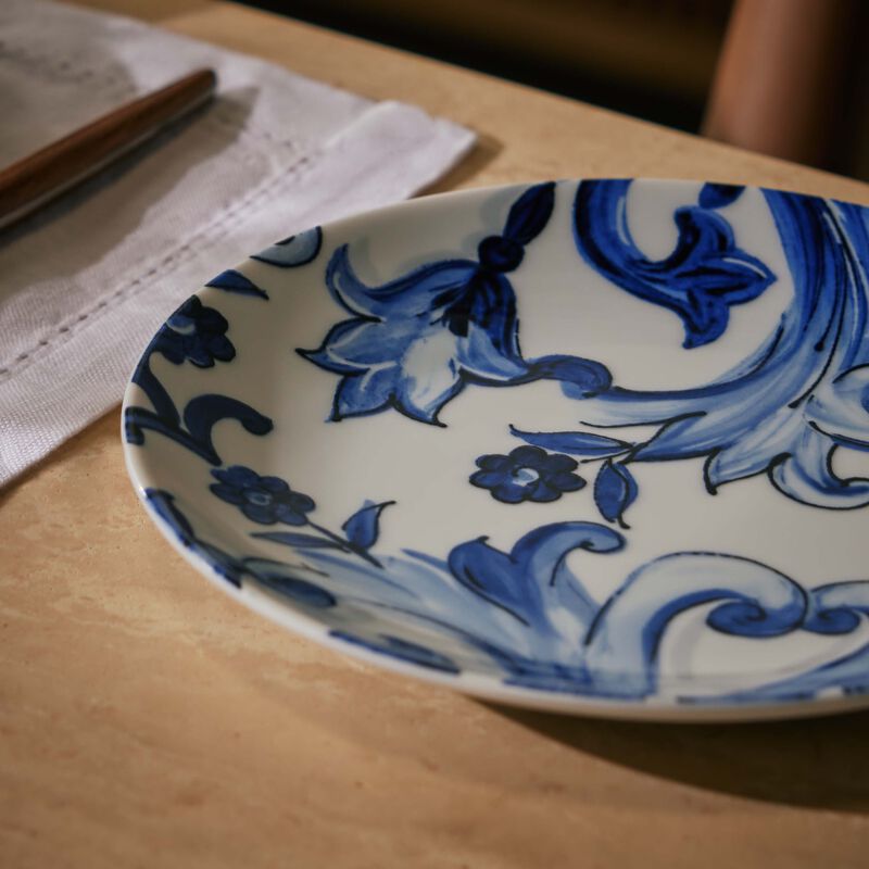 dolce gabbana casa blu mediterraneo fiore piccolo dessert plate blue round 19cm set of 2