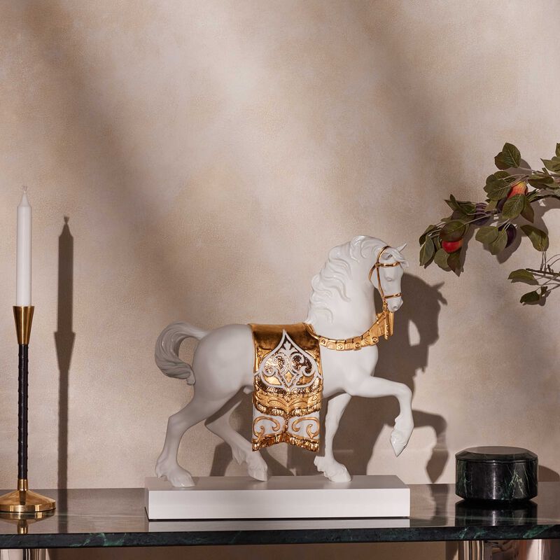 lladro a regal steed horse sculpture large gold