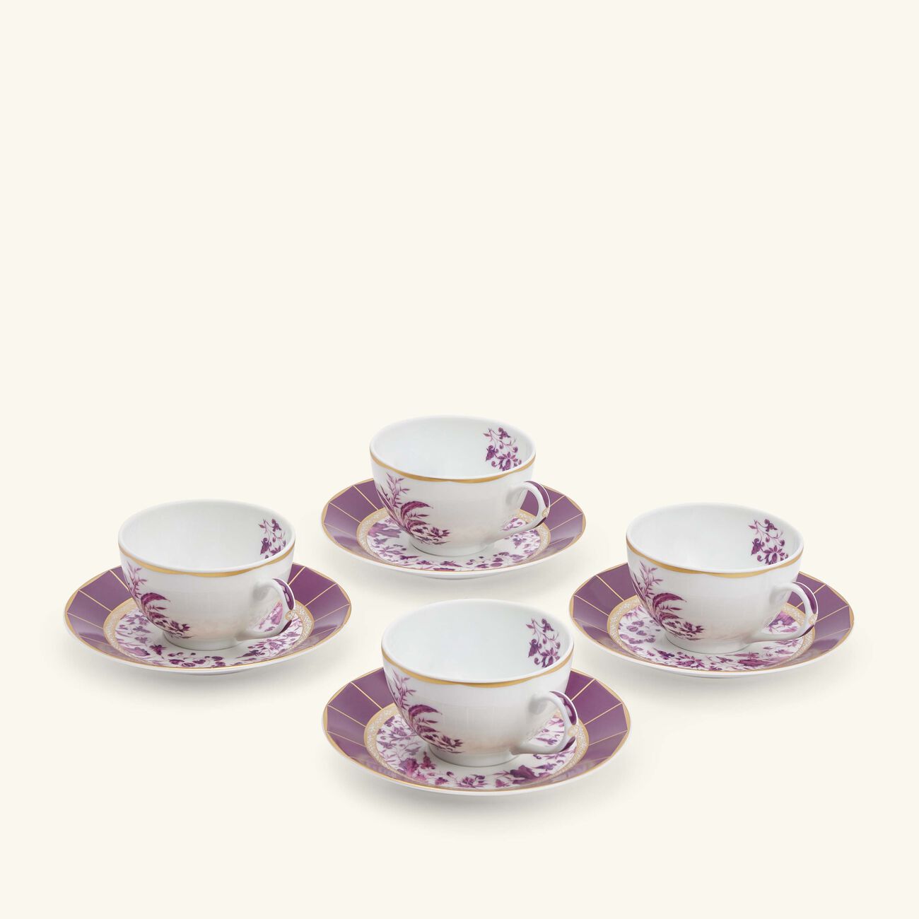 bernardaud tea cup   saucer pink set of 4