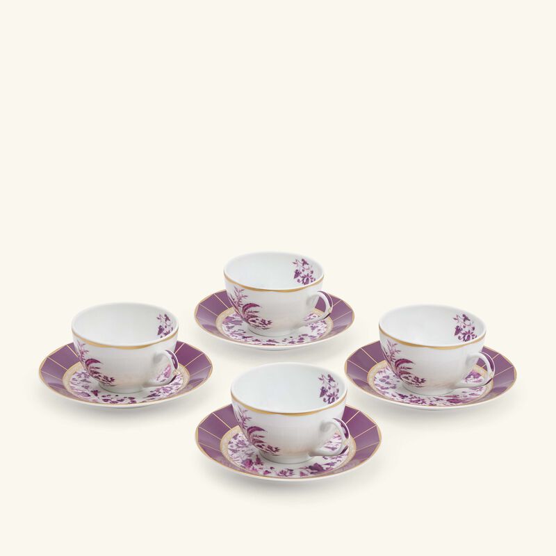 bernardaud tea cup   saucer pink set of 4