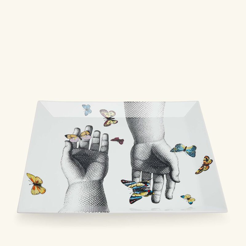 fornasetti mani e farfalle trinket tray square white
