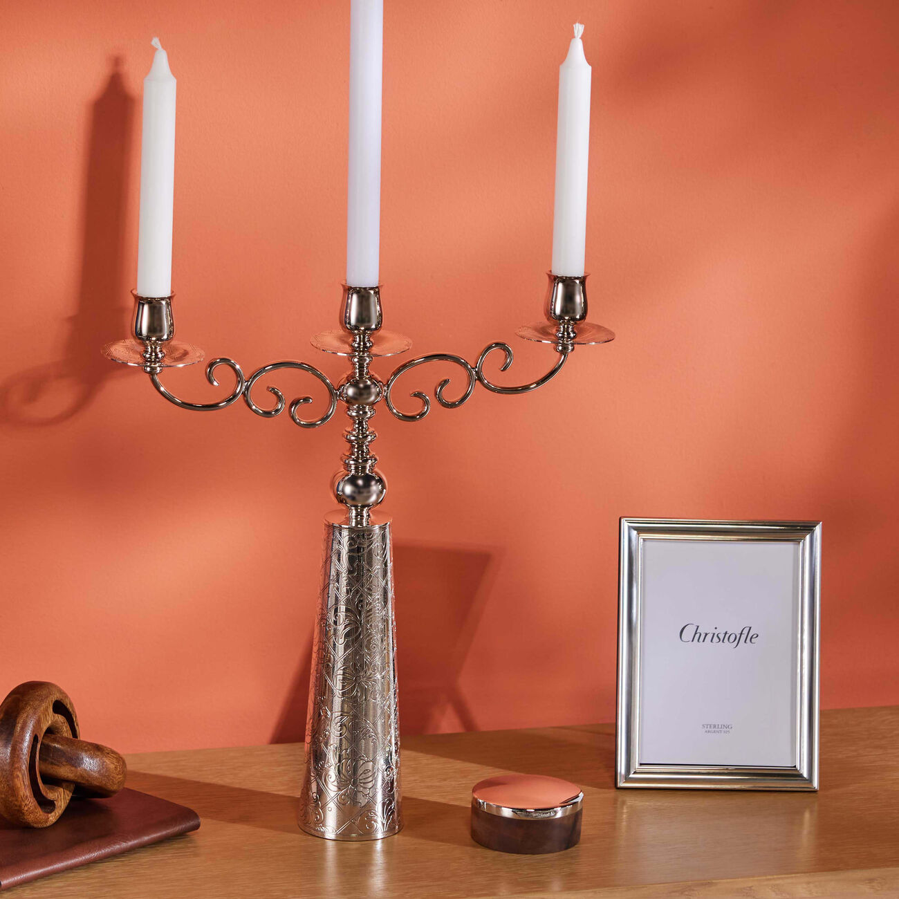 christofle jardin d eden candelabra silver plated 3 candles