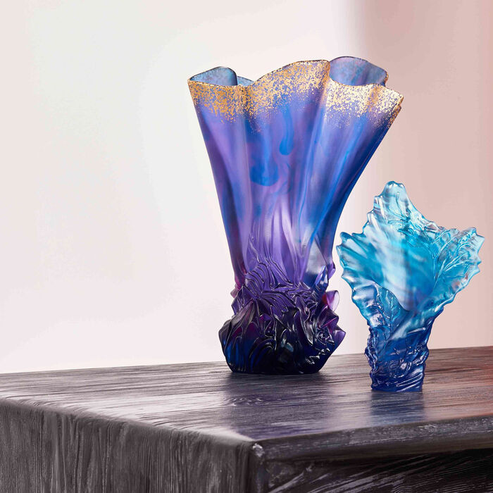 daum mer de corail vase small blue