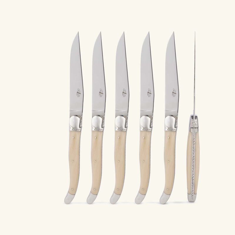 Acrylic Handle Table Knife Black Set of 6 forge de laguiole acrylic handle table knife black set of 6