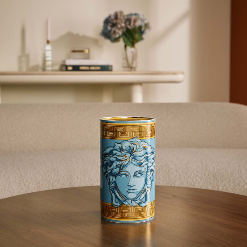 فيرساتشي مزهرية ميدوزا أمبليفايد كوين متوسطة الحجم زرقاء