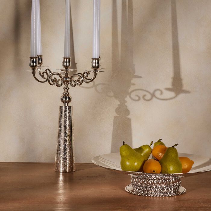 كريستوفل شمعدان جاردان ديدن مطلي بالفضة من خمس شموع