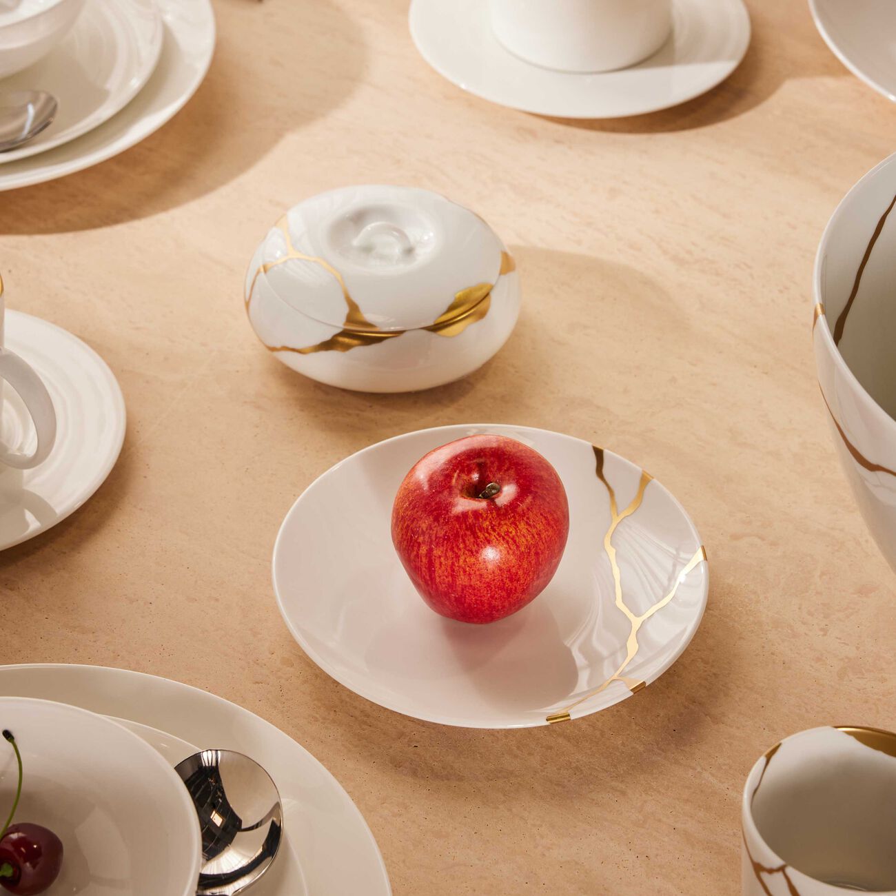 bernardaud kintsugi bread   butter plate round white 16cm