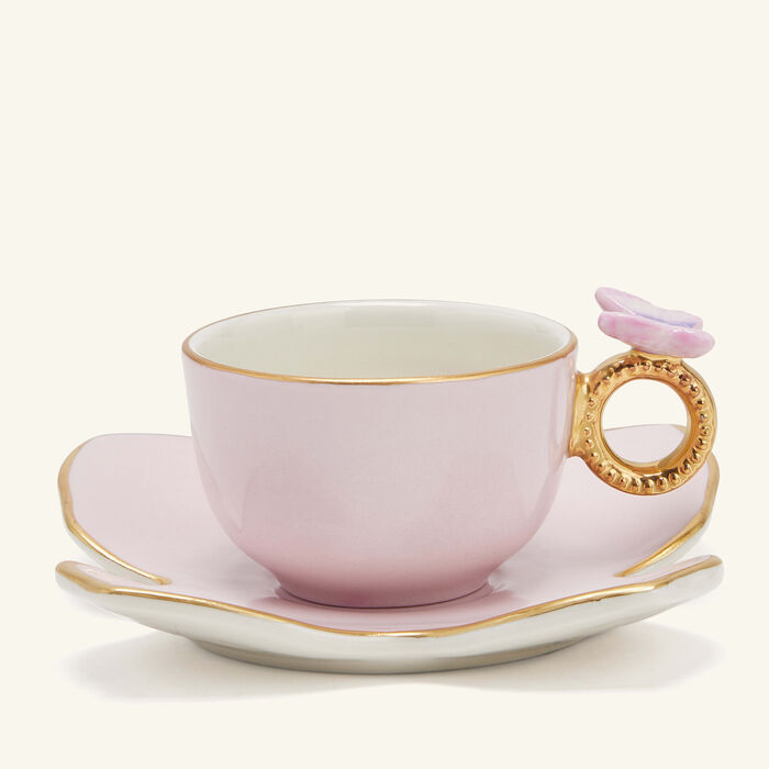villari butterfly coffee cup   saucer pink