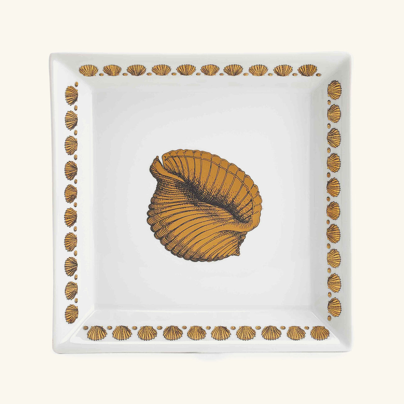 Giro di Conchiglie Trinket Tray Square Small Gold fornasetti giro di conchiglie trinket tray square small gold