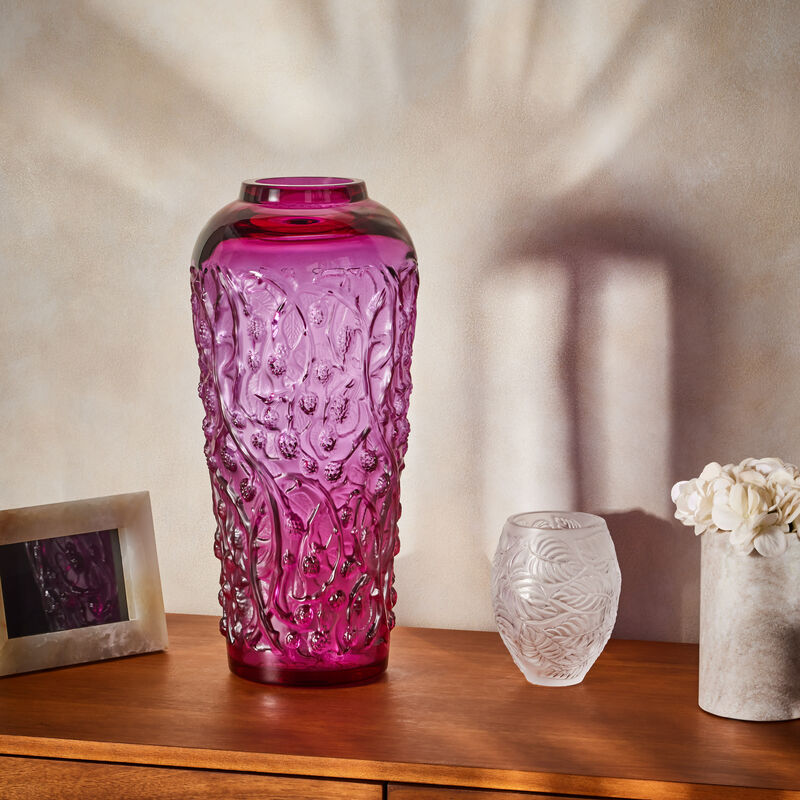 Mures Vase Large Pink lalique mures vase large pink