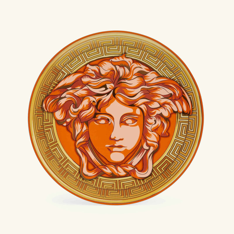 versace medusa amplified orange coin charger plate round orange 33cm