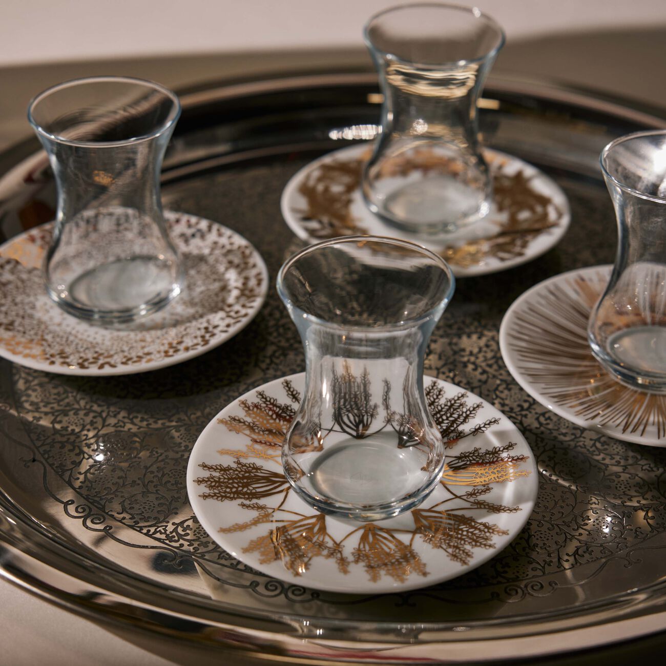 silsal tamrah by razan alazzouni arabic tea cup   saucer gold set of 6